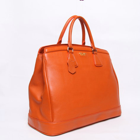 2014 Prada original grainy calfskin tote bag BN2440 orange